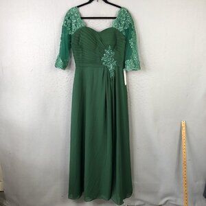 Wear Your Love Dress Womens Large Green Lace Embellished Gown Formal Evening